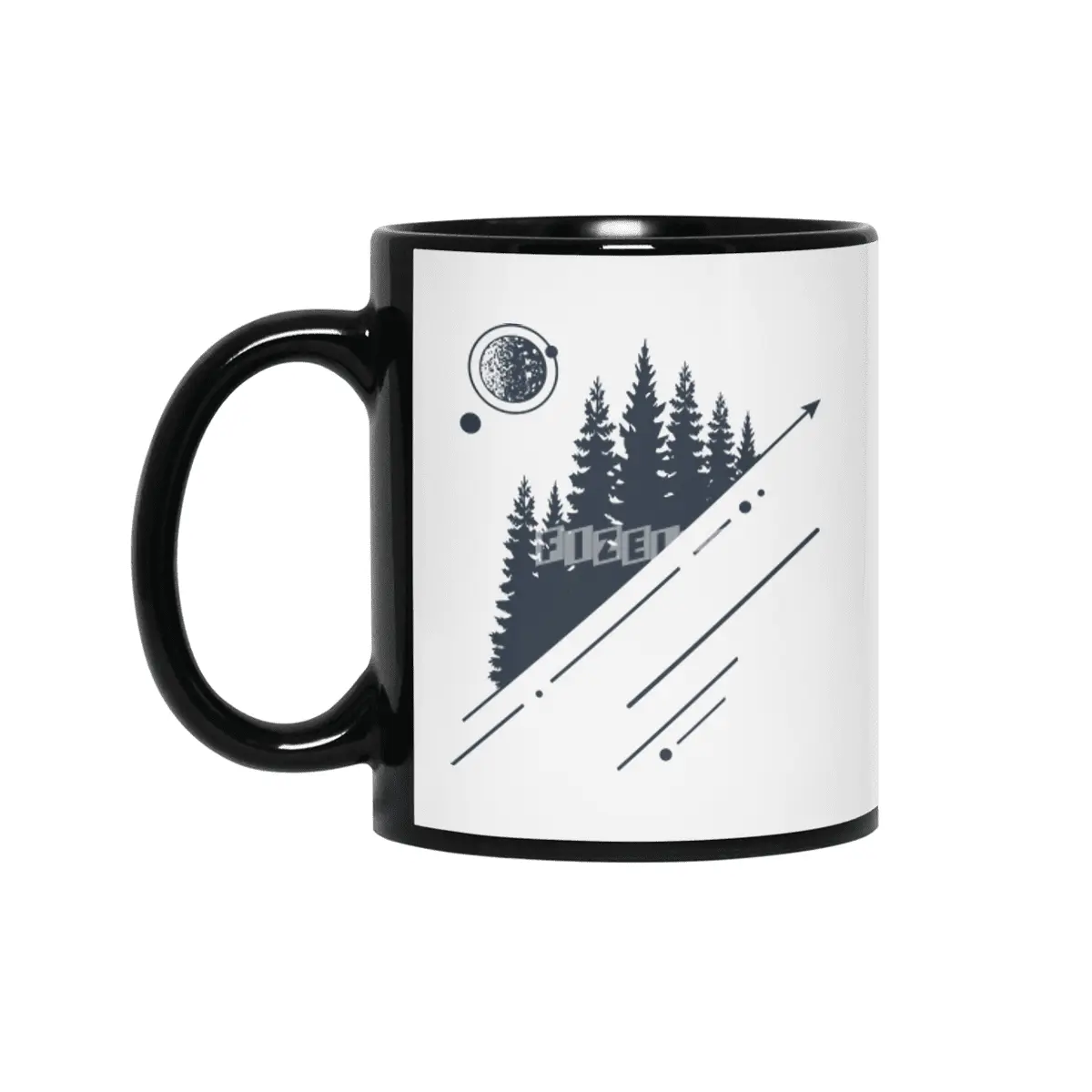Modern Geometric Nature Forest Hipster Graphic Siyah Kupa