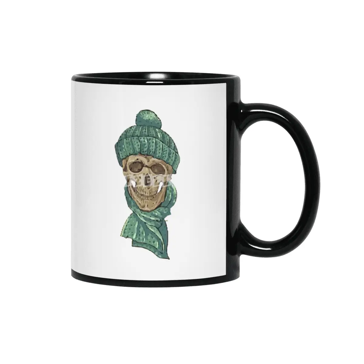Christmas Hipster Skull Winter Siyah Kupa