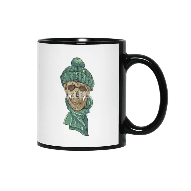 Christmas Hipster Skull Winter Siyah Kupa