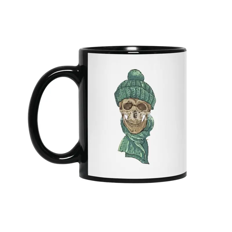 Christmas Hipster Skull Winter Siyah Kupa