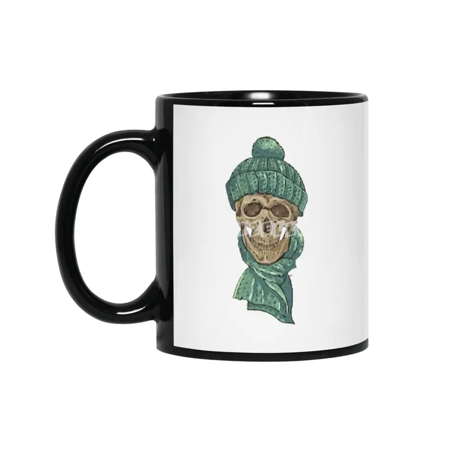 Christmas Hipster Skull Winter Siyah Kupa