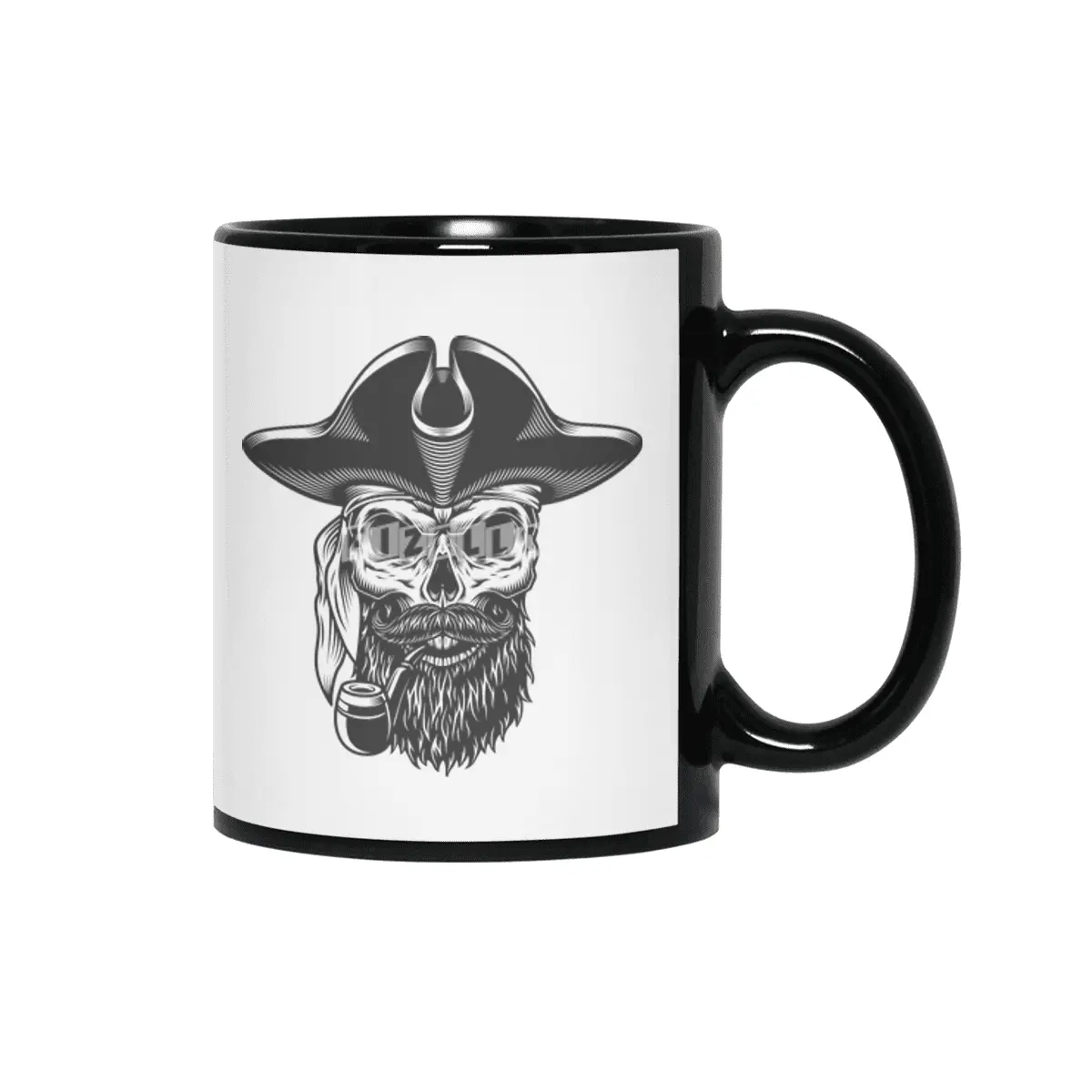 pirate hipster skull Siyah Kupa