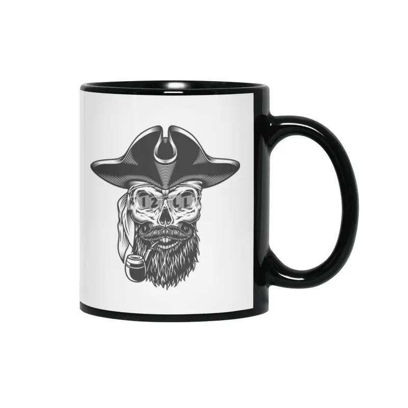 pirate hipster skull Siyah Kupa