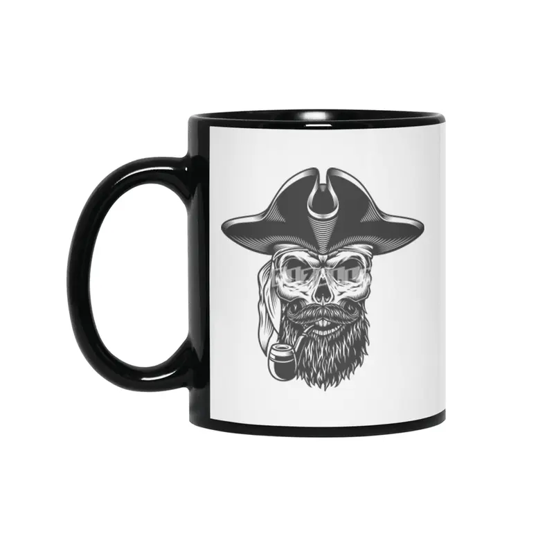 pirate hipster skull Siyah Kupa