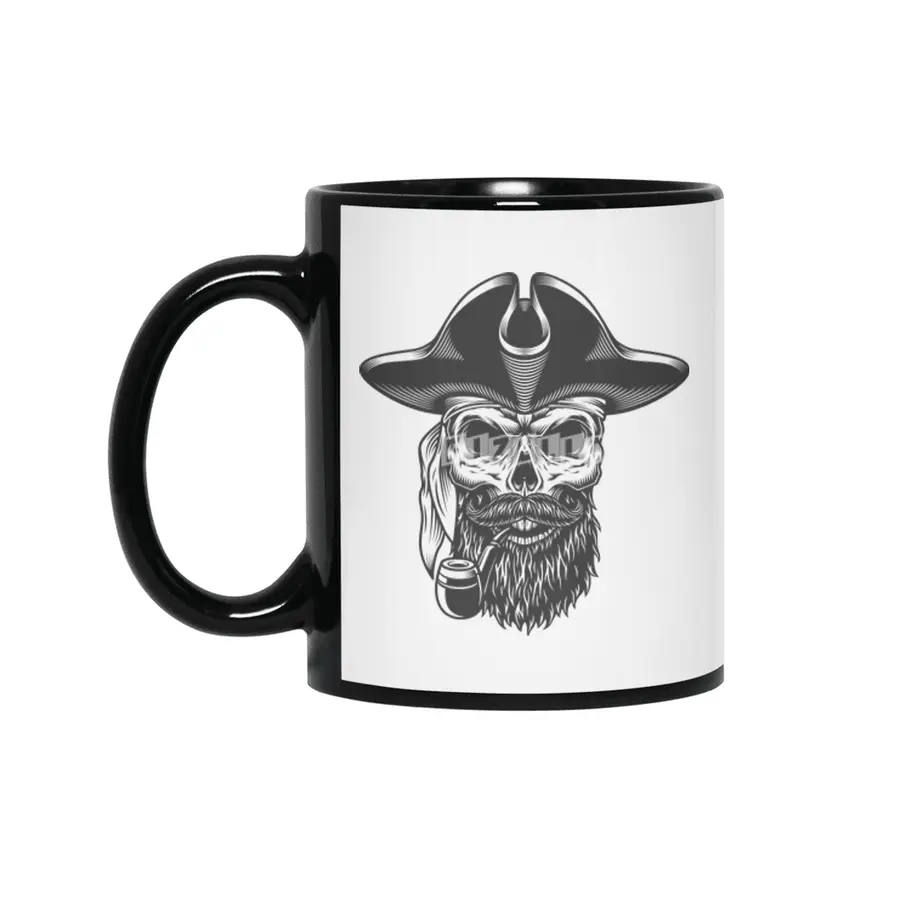 pirate hipster skull Siyah Kupa