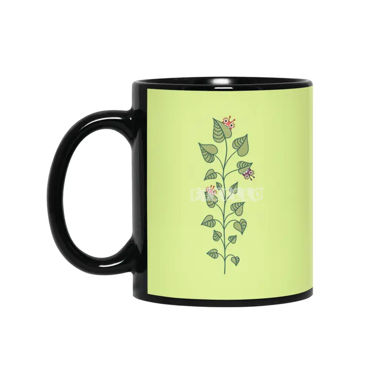 Cute Bugs Eat Green Plant Nature Lover Siyah Kupa
