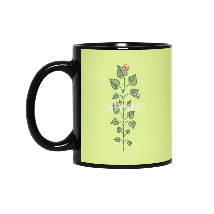 Cute Bugs Eat Green Plant Nature Lover Siyah Kupa