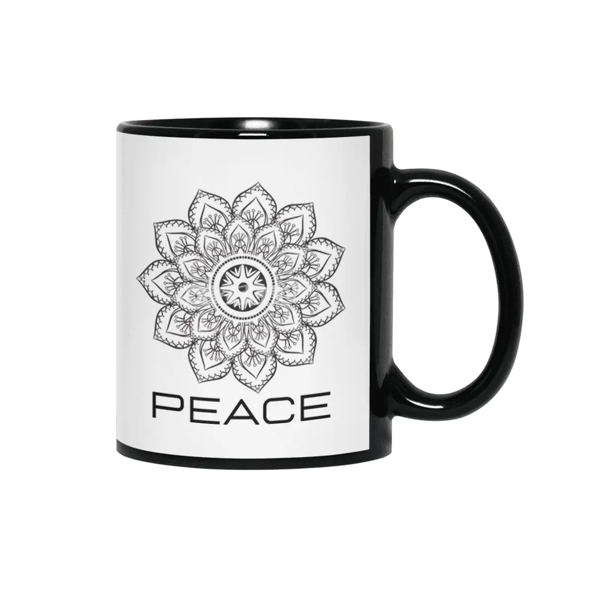 Peace Mandala | Yoga | Pilates | Rave | Floral Siyah Kupa