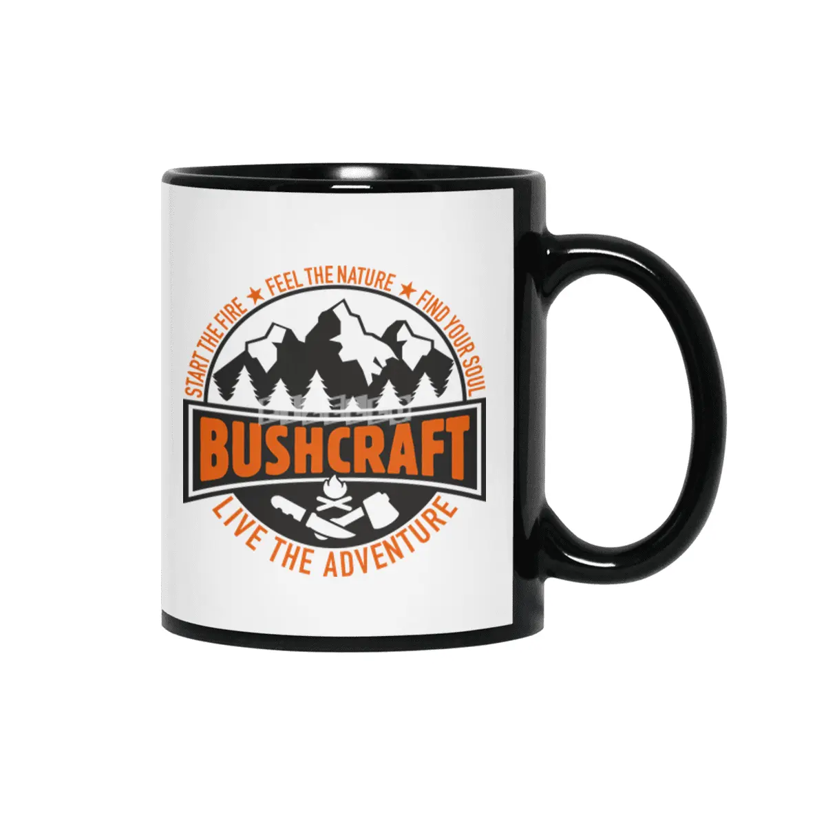 Bushcrafter, Prepper, Survival in the forest, nature (black/orange) Siyah Kupa