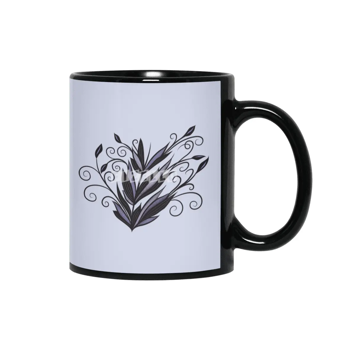 Gothic plant floral swirl and flourish nature lover Siyah Kupa