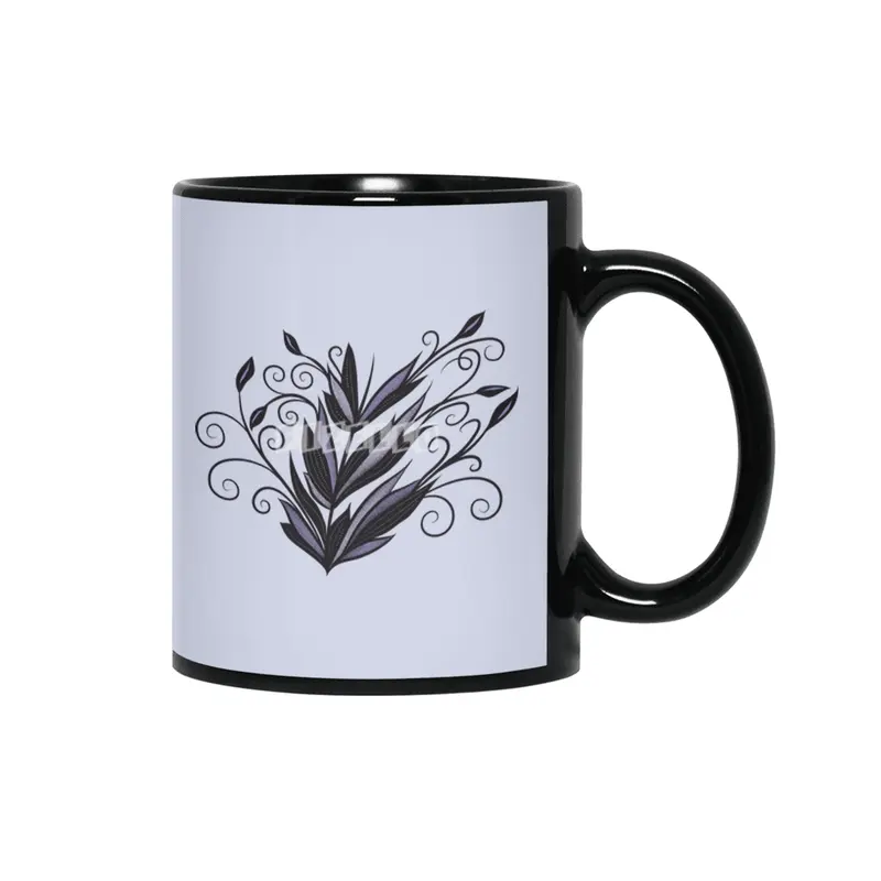 Gothic plant floral swirl and flourish nature lover Siyah Kupa