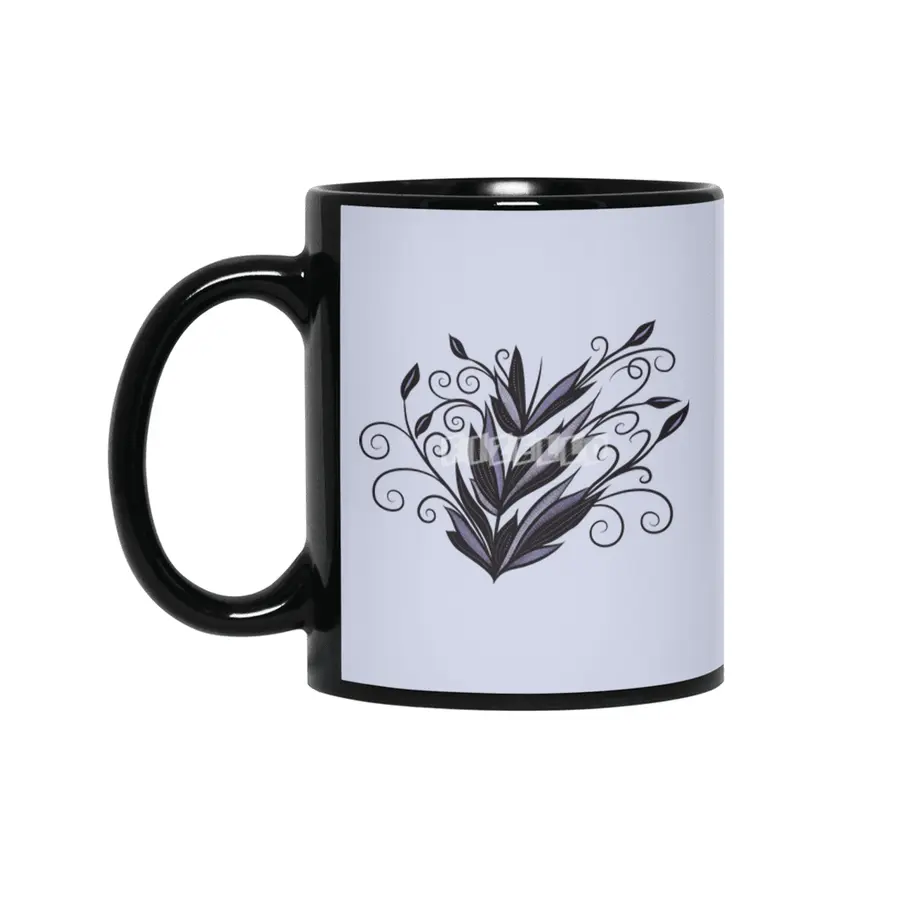 Gothic plant floral swirl and flourish nature lover Siyah Kupa