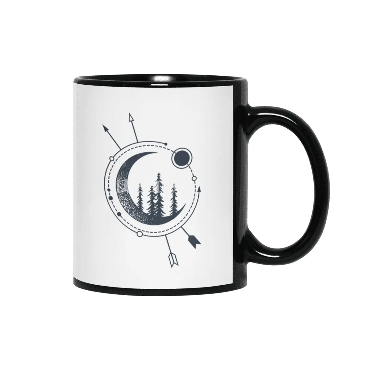Modern Geometric Nature Forest Astronomy Bohemian Siyah Kupa