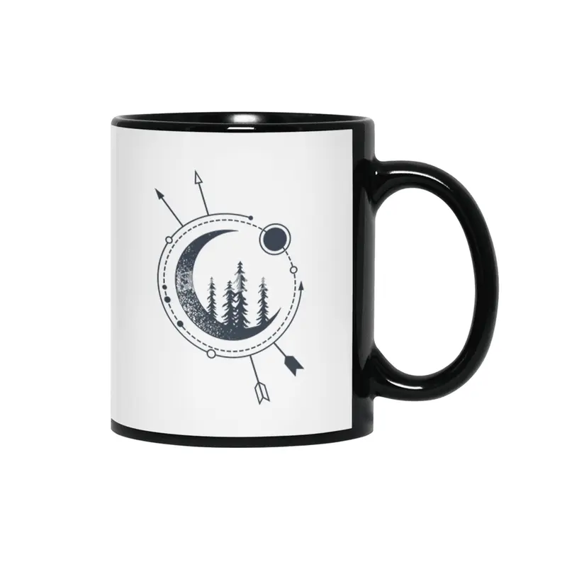 Modern Geometric Nature Forest Astronomy Bohemian Siyah Kupa