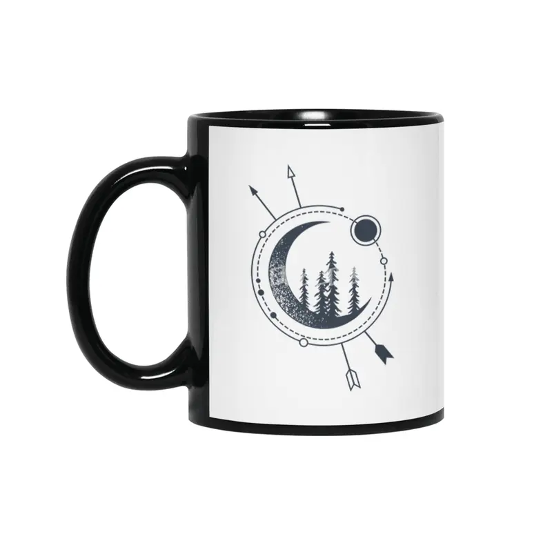 Modern Geometric Nature Forest Astronomy Bohemian Siyah Kupa