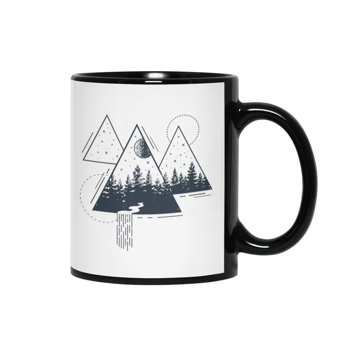 Modern Geometric Nature Forest Bohemian Triangles Siyah Kupa