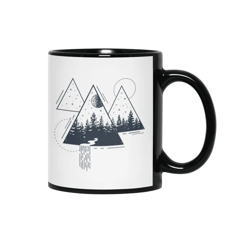 Modern Geometric Nature Forest Bohemian Triangles Siyah Kupa