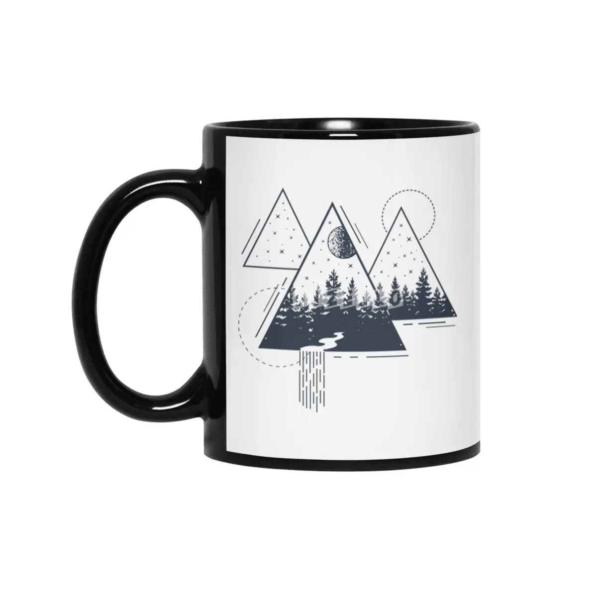 Modern Geometric Nature Forest Bohemian Triangles Siyah Kupa
