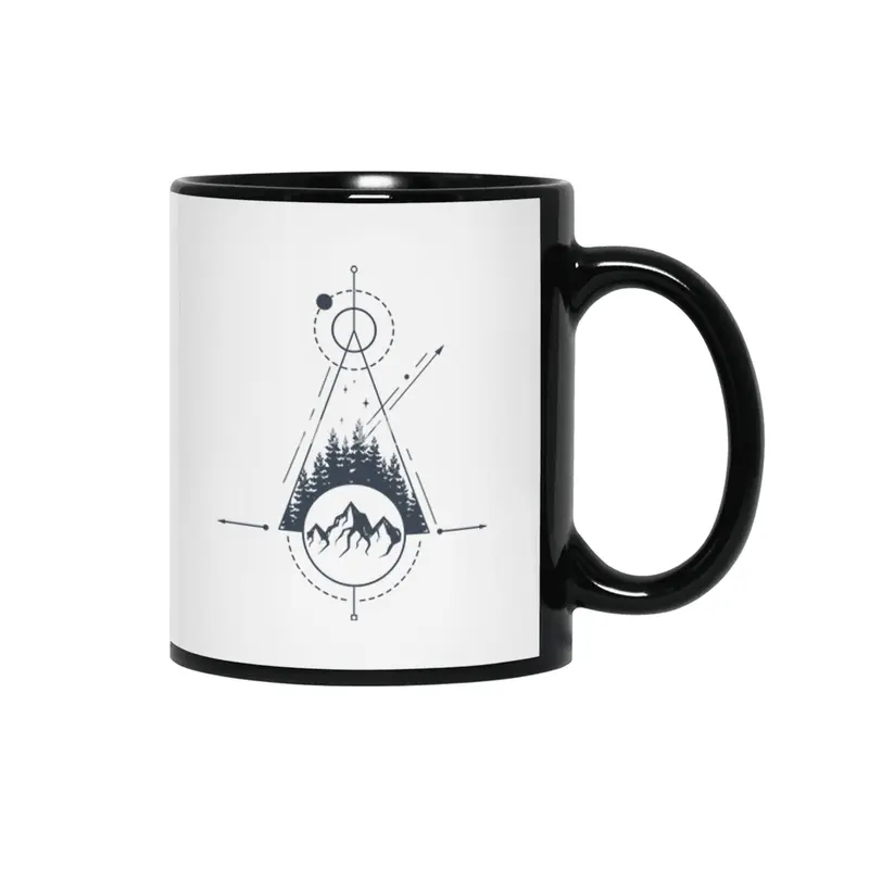 Modern Geometric Nature Mountains Adventure Shapes Siyah Kupa