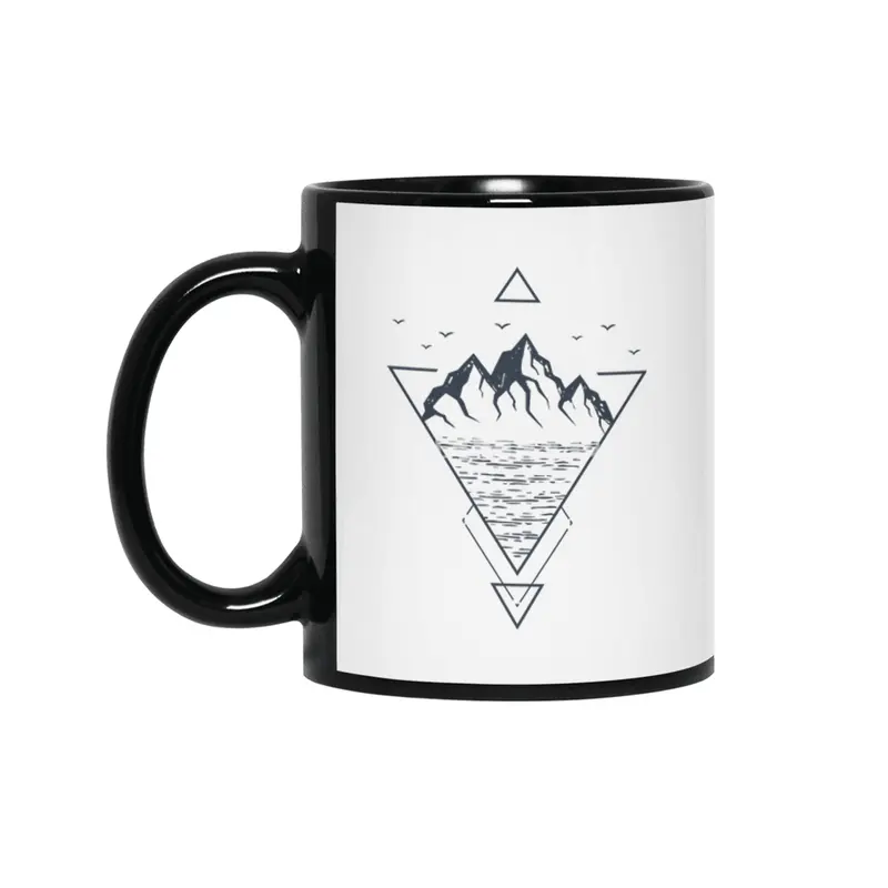 Modern Geometric Nature Mountains Hipster Siyah Kupa