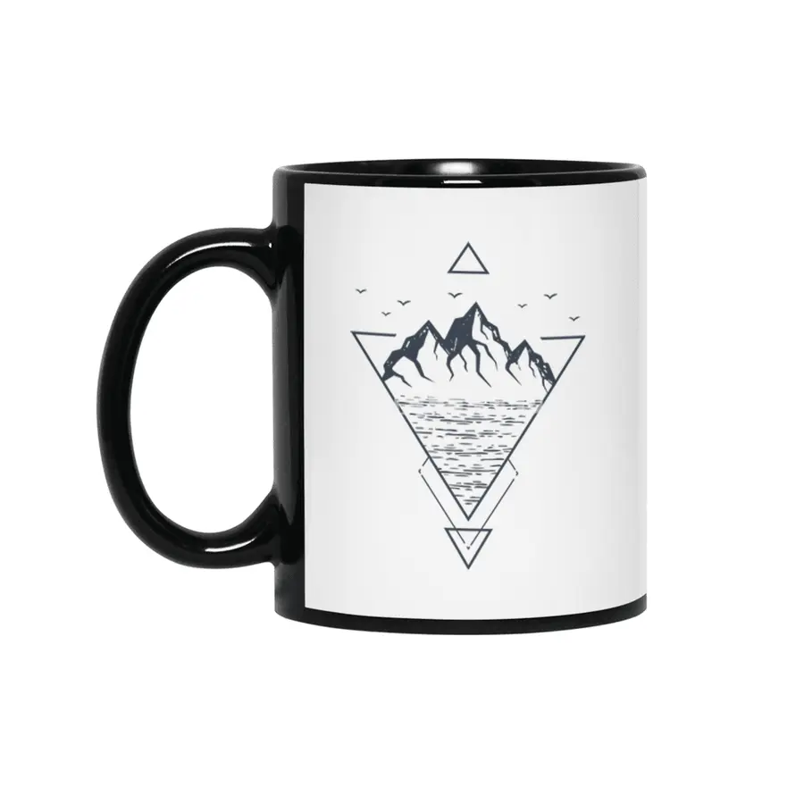 Modern Geometric Nature Mountains Hipster Siyah Kupa