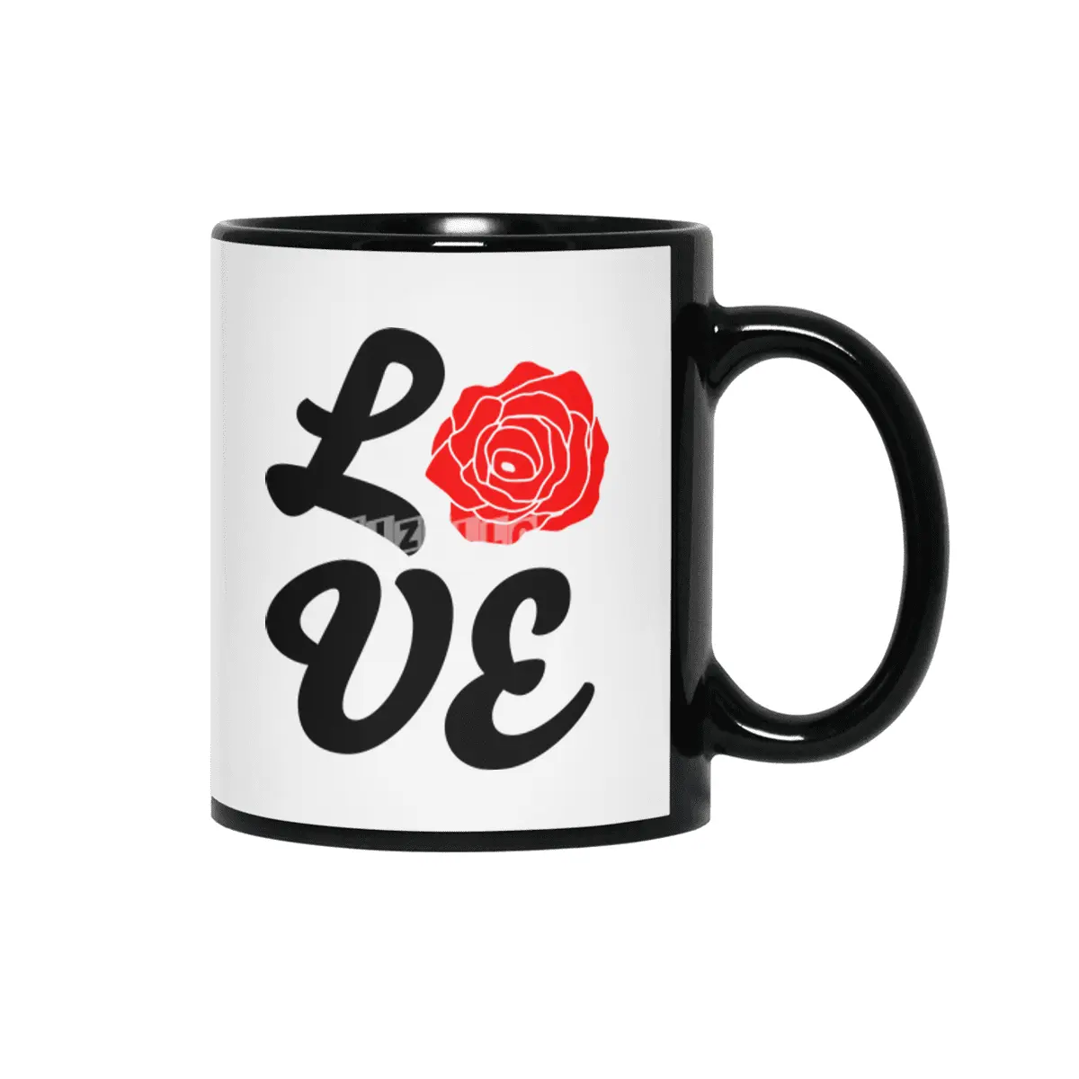 Love Nature With Red Rose Siyah Kupa