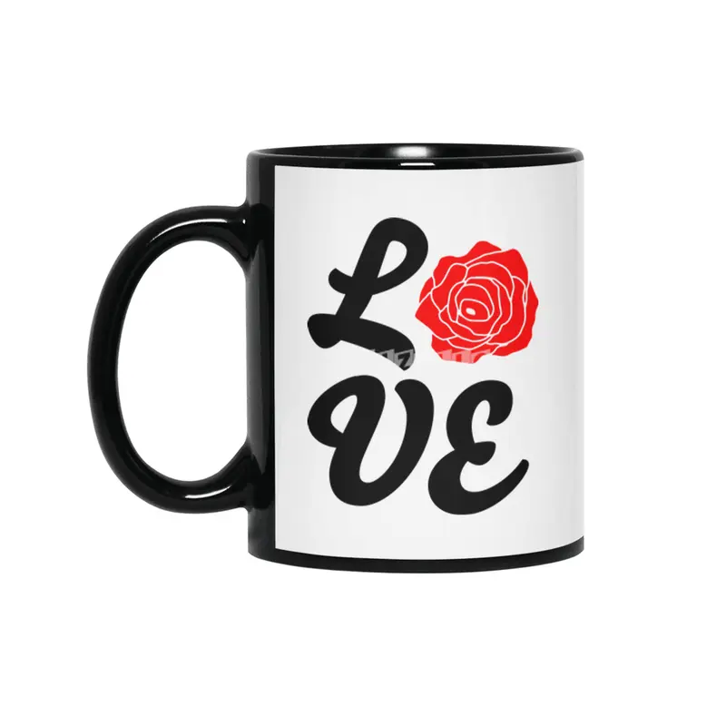 Love Nature With Red Rose Siyah Kupa