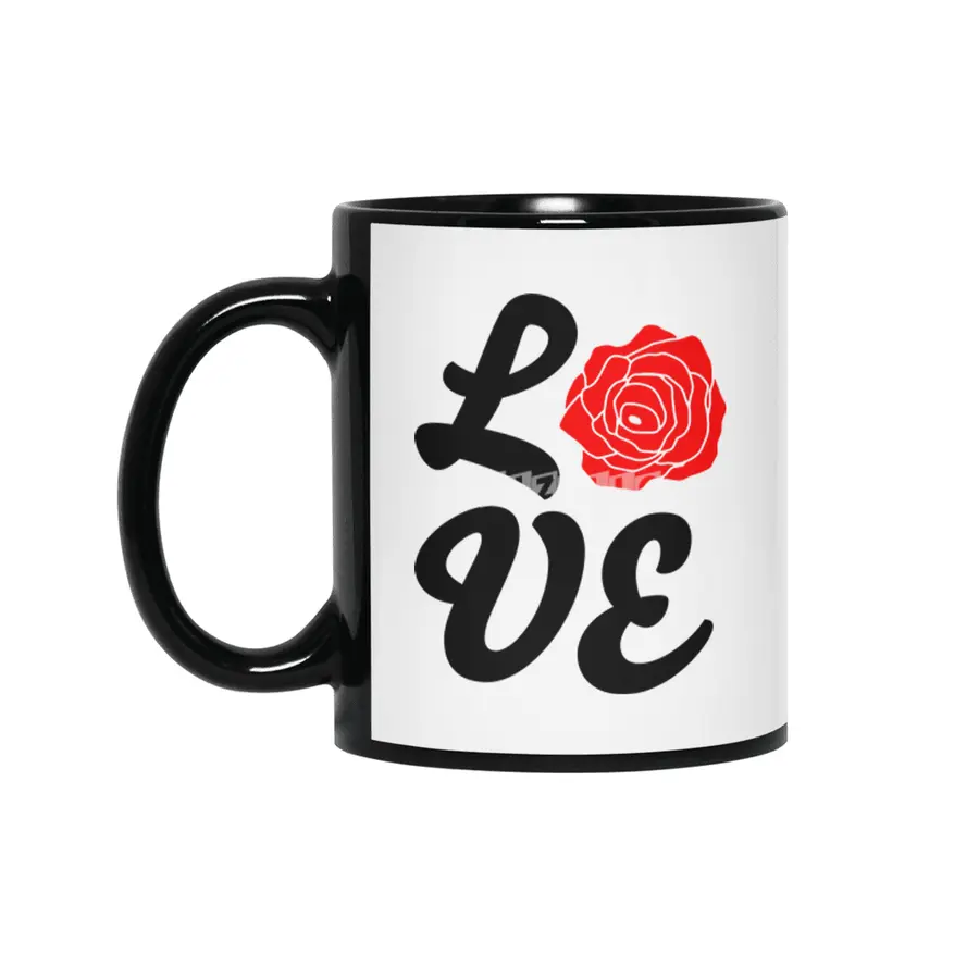 Love Nature With Red Rose Siyah Kupa