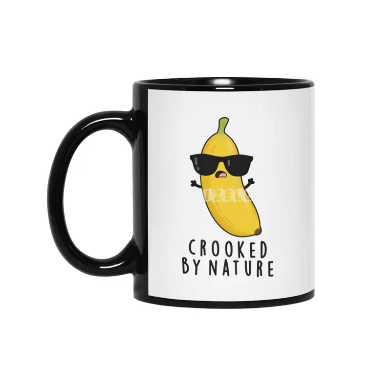 Crooked By Nature Cute Banana Pun Siyah Kupa