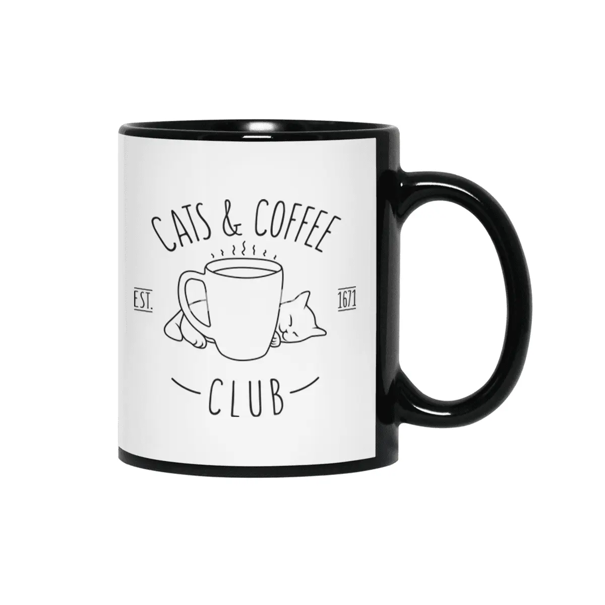 Cats and Coffee Club Siyah Kupa