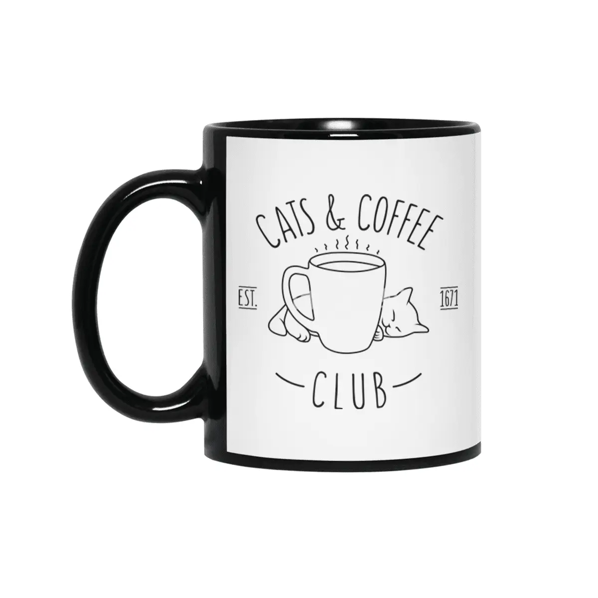 Cats and Coffee Club Siyah Kupa