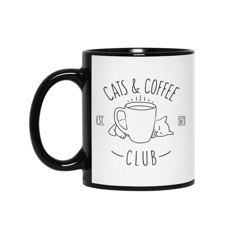 Cats and Coffee Club Siyah Kupa