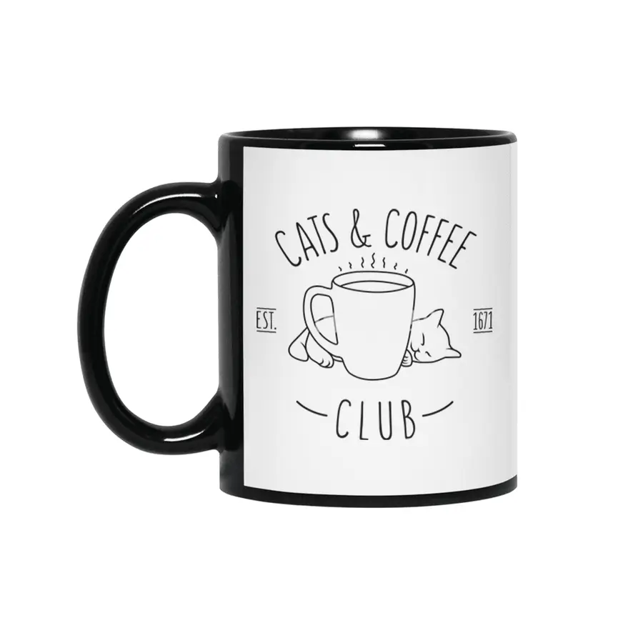 Cats and Coffee Club Siyah Kupa