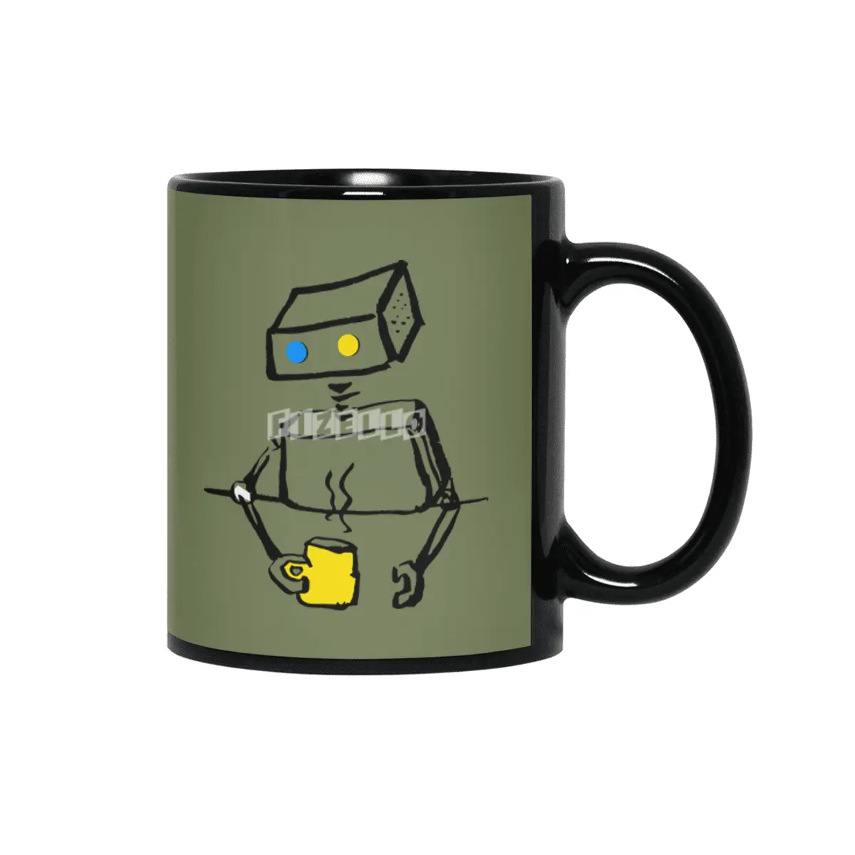 Robot on Coffee Break Siyah Kupa