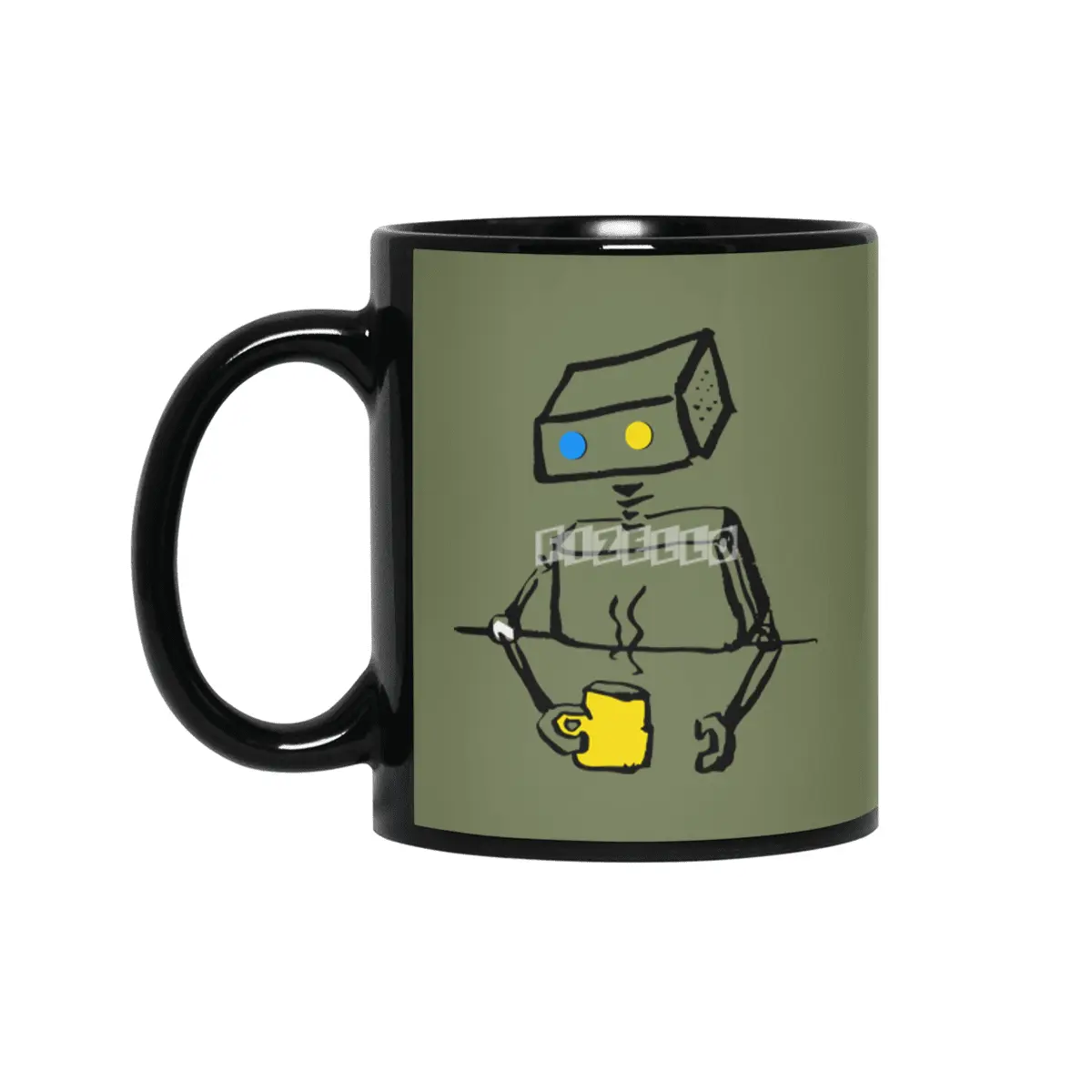 Robot on Coffee Break Siyah Kupa