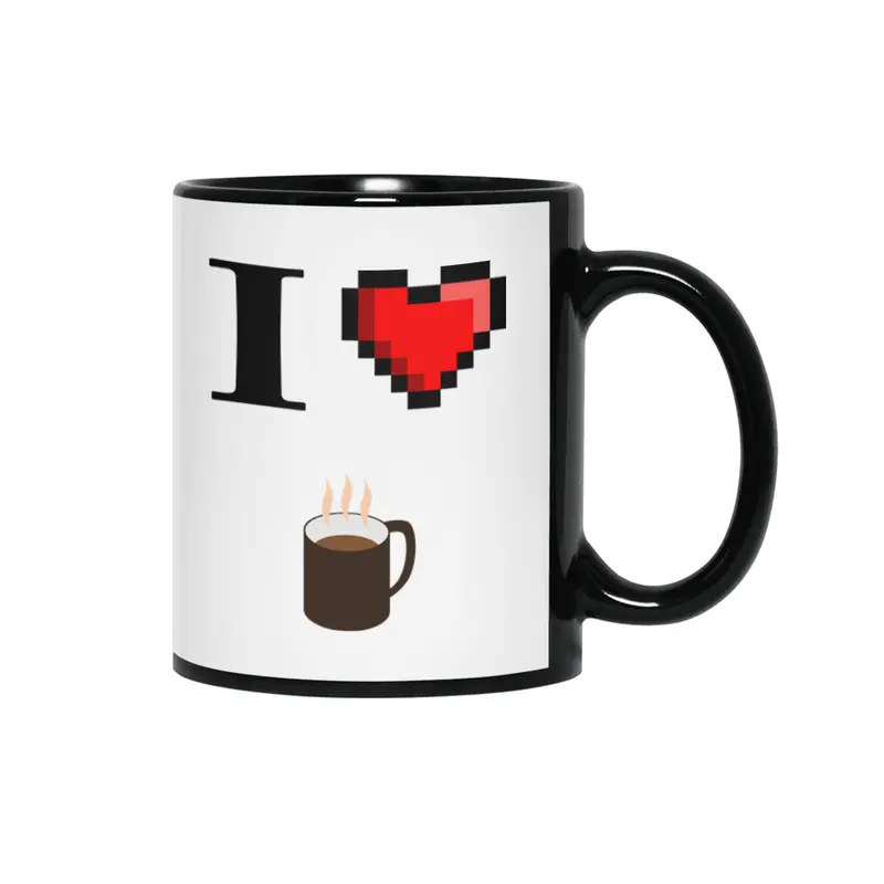 I love Coffee 8Bit Siyah Kupa
