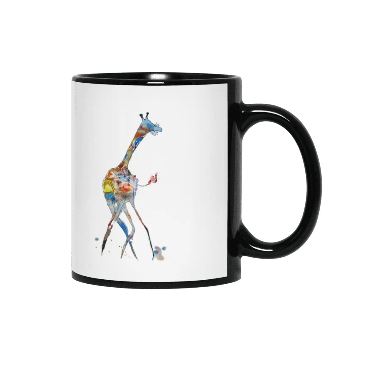 Dancing Giraffe watercolor illustration Siyah Kupa