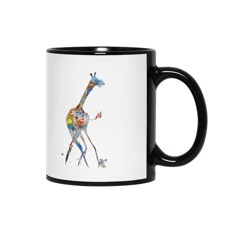 Dancing Giraffe watercolor illustration Siyah Kupa