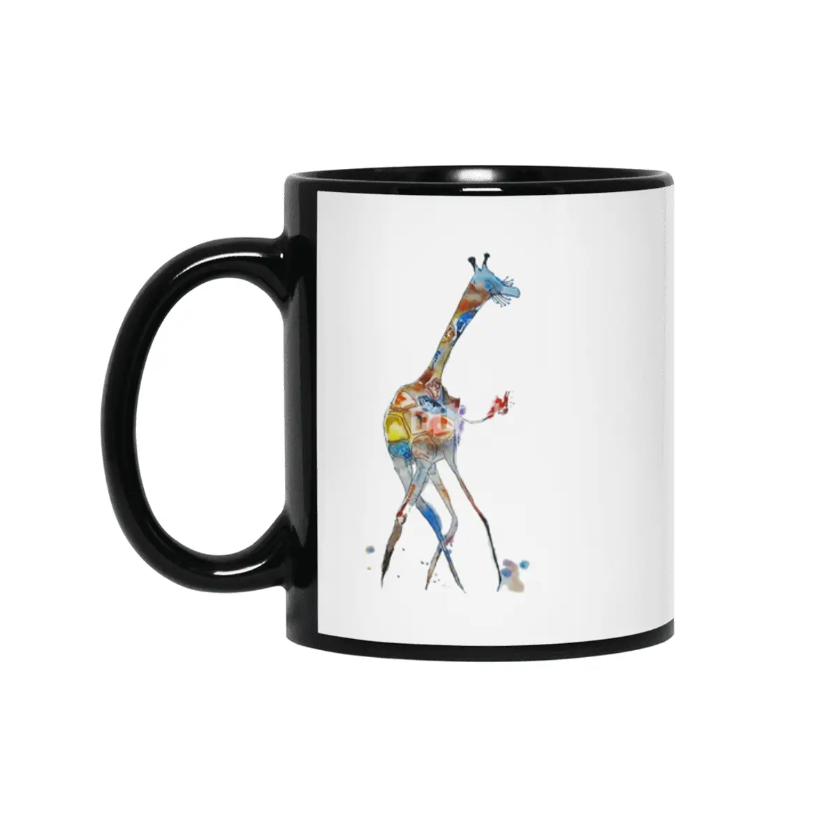 Dancing Giraffe watercolor illustration Siyah Kupa