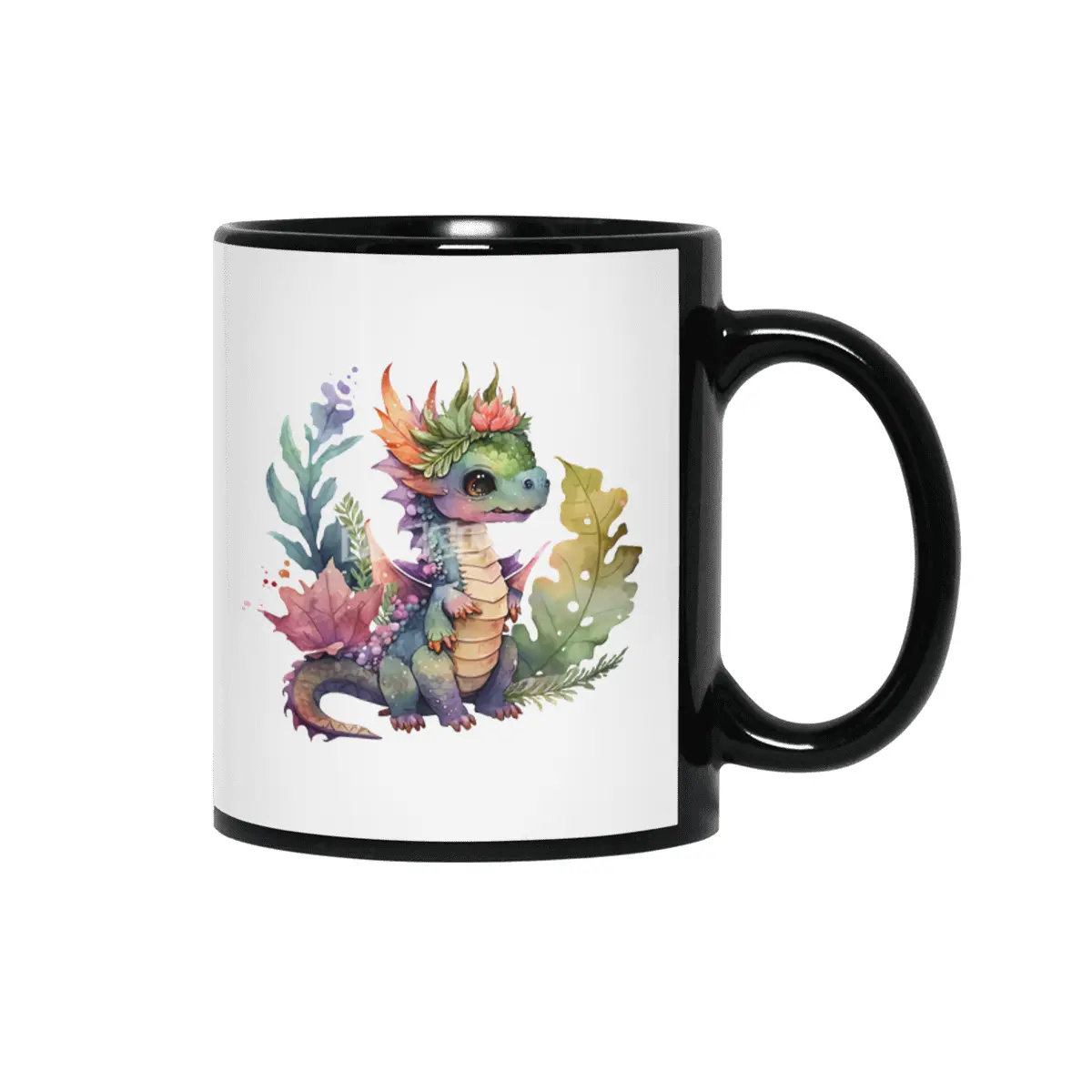 Cute watercolor dino Siyah Kupa