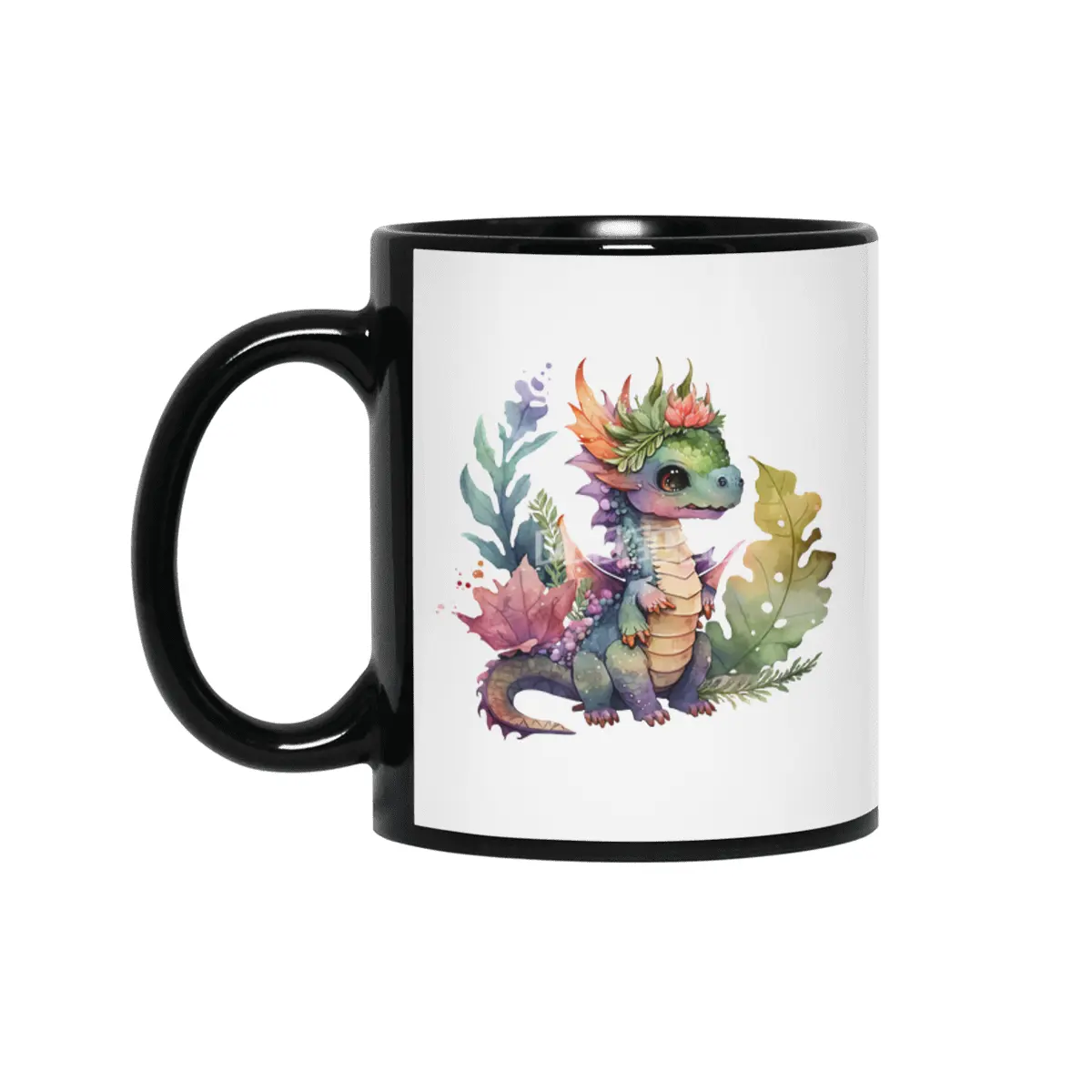 Cute watercolor dino Siyah Kupa