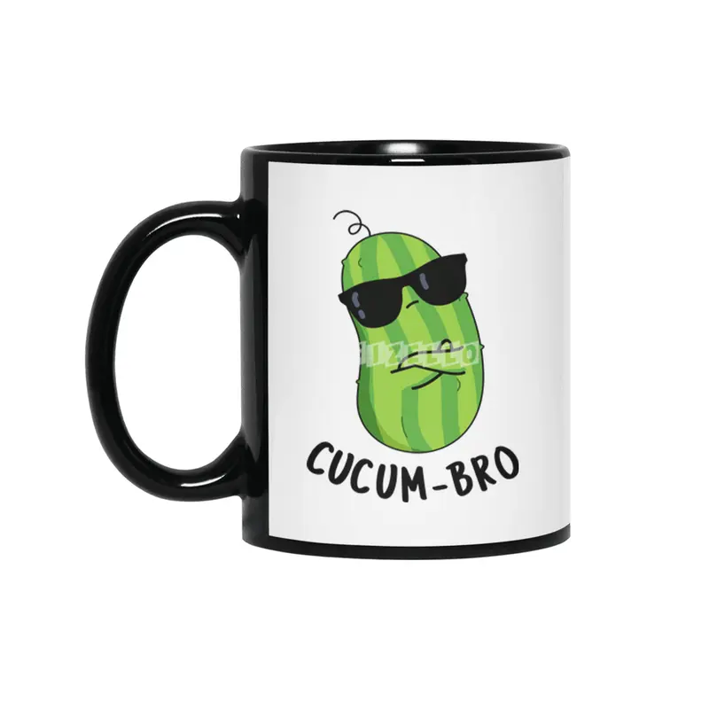 Cucum-bro Funny Cucumber Bro Pun Siyah Kupa