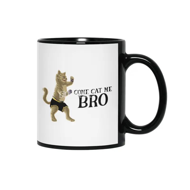 Come Cat Me Bro Cool Boxing Cat Punching International Cat Day Gift for Cat Lovers Siyah Kupa