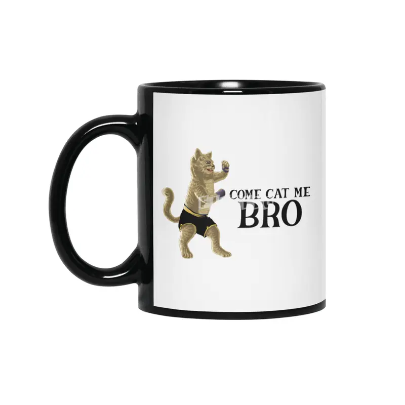Come Cat Me Bro Cool Boxing Cat Punching International Cat Day Gift for Cat Lovers Siyah Kupa