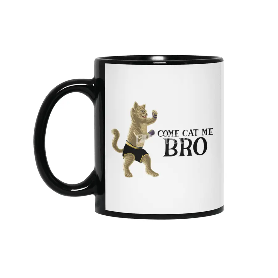 Come Cat Me Bro Cool Boxing Cat Punching International Cat Day Gift for Cat Lovers Siyah Kupa