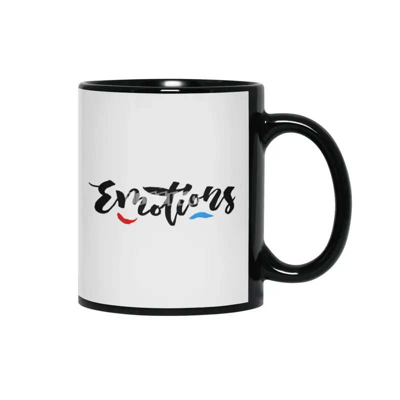 Emotions - Hand Lettering Design Siyah Kupa