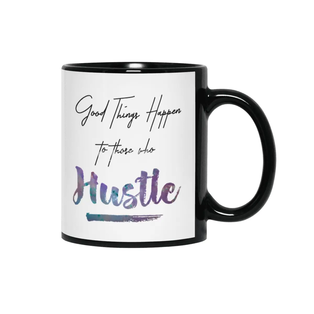 Hustle Watercolor Brush Lettering Inspirational Quote Wall Art Siyah Kupa