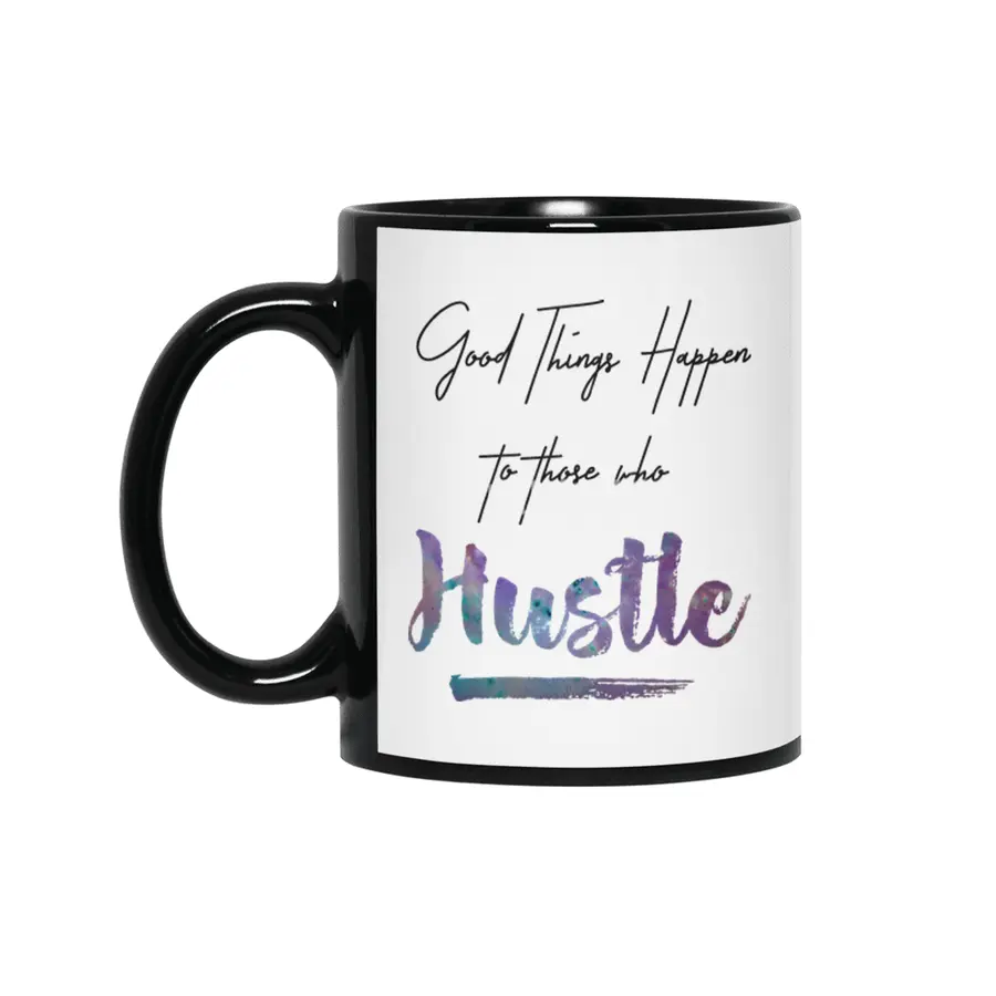 Hustle Watercolor Brush Lettering Inspirational Quote Wall Art Siyah Kupa