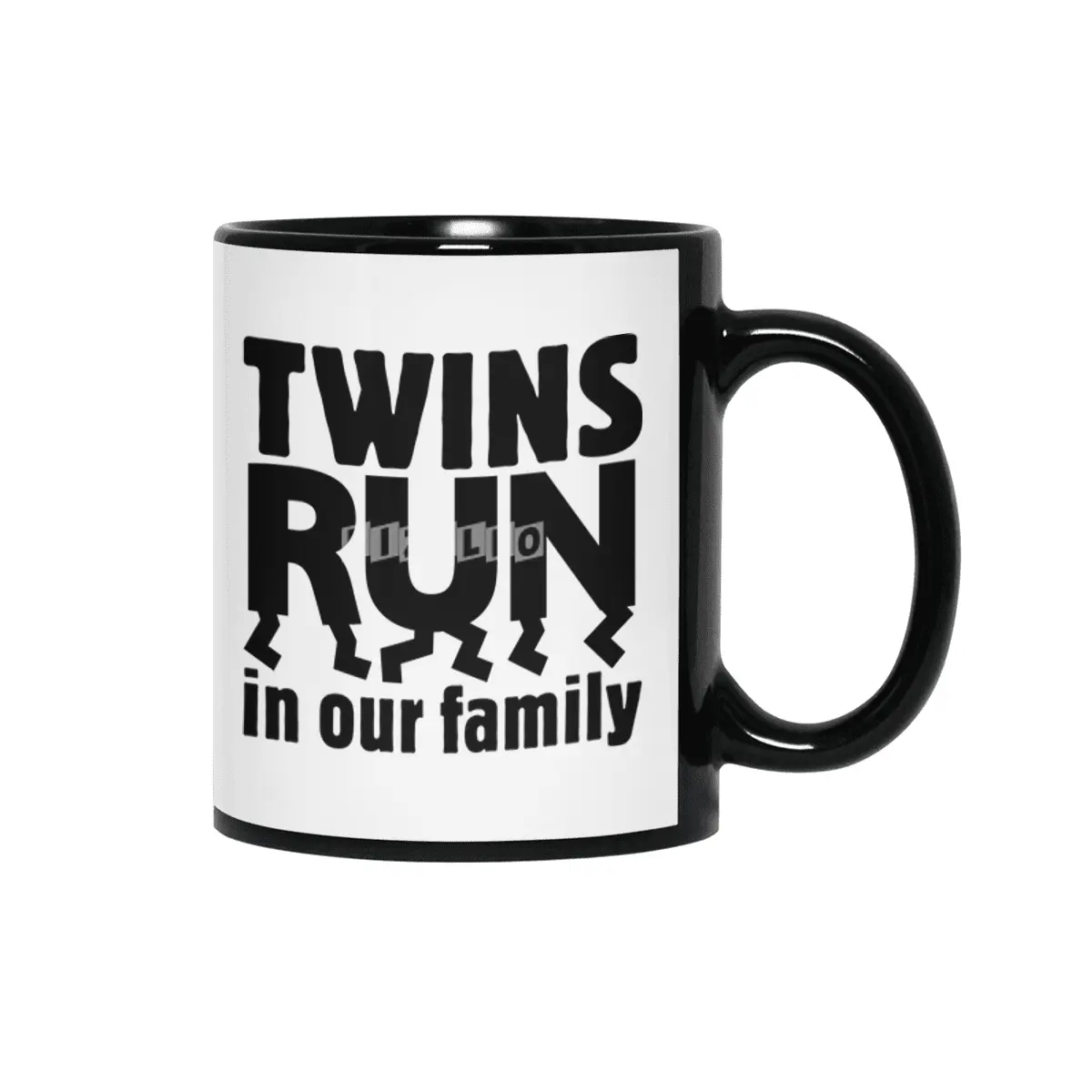 TWINS RUN in our family (Black Lettering Only) Siyah Kupa