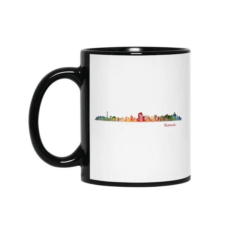 Rome Cityscape watercolor skyline Siyah Kupa